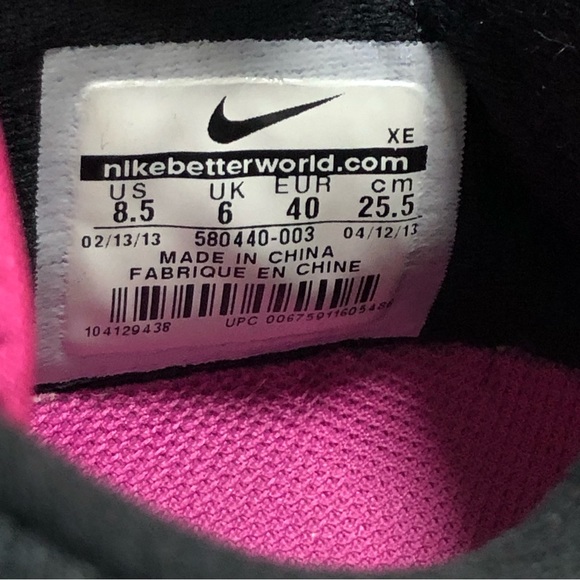 Nike Women's Flex 2013 Run 580440-003 Black Pink  Lace Up Running Shoes 8.5 - Picture 9 of 12